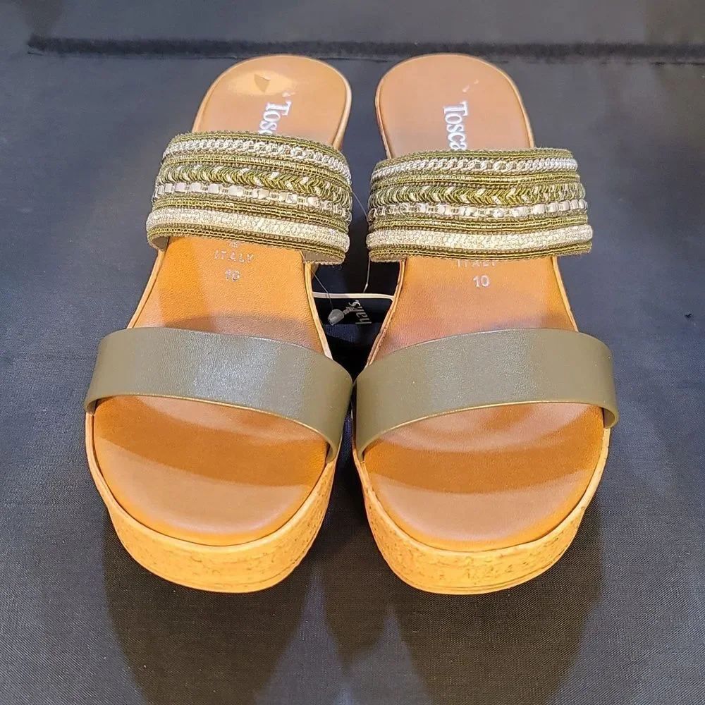 BRAND NEW TOSCANELLA WEDGE OPEN TOE DOUBLE STRAP SANDAL